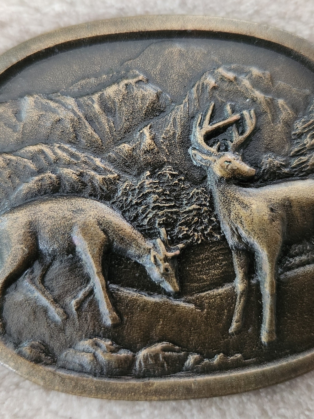 Vintage Deer And Doe Brass Belt Buckle From The 70s